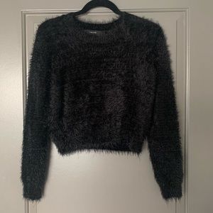 Black cropped fuzzy sweater